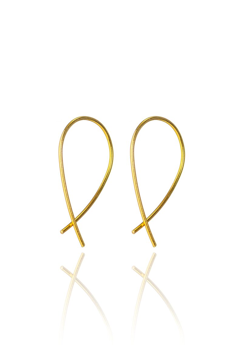 Mini Crossover Gold Earrings on a white background