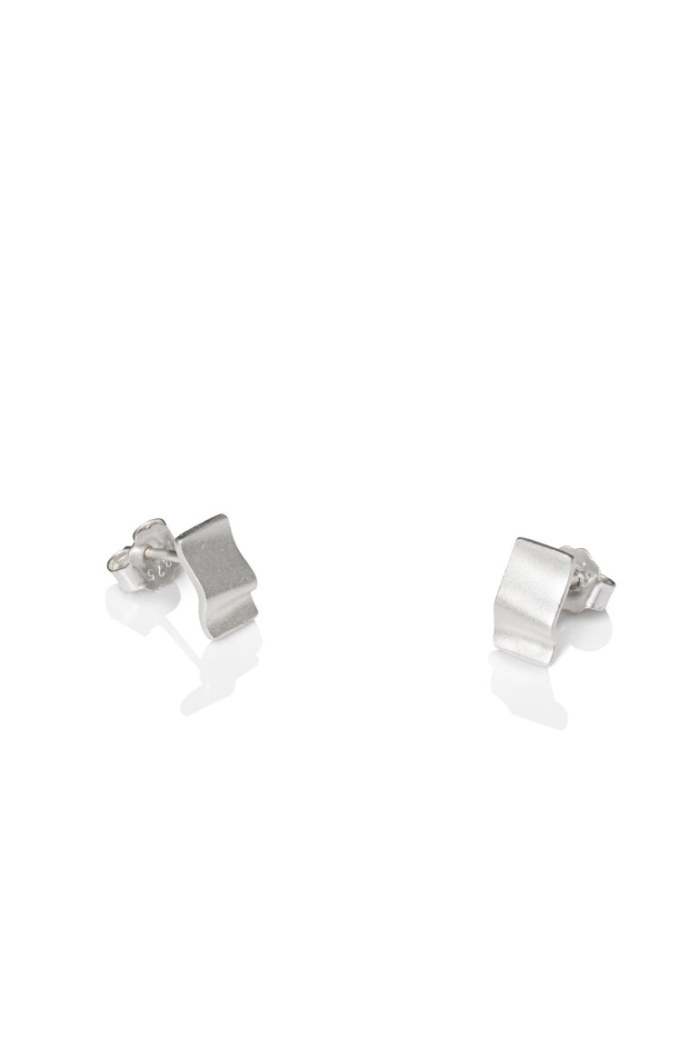 Silver Wave Studs on plain white background