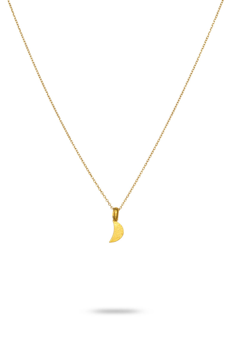 Gold Luna Moon Necklace on white background