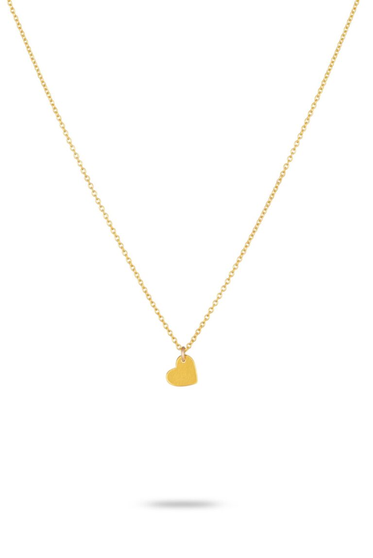 Gold Heart Amor Necklace on a white background
