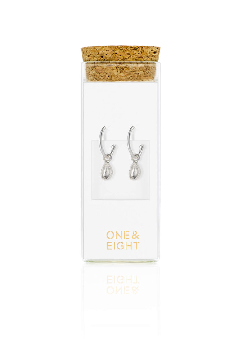 Silver Darcie Drop Earrings in bottle with cork lid