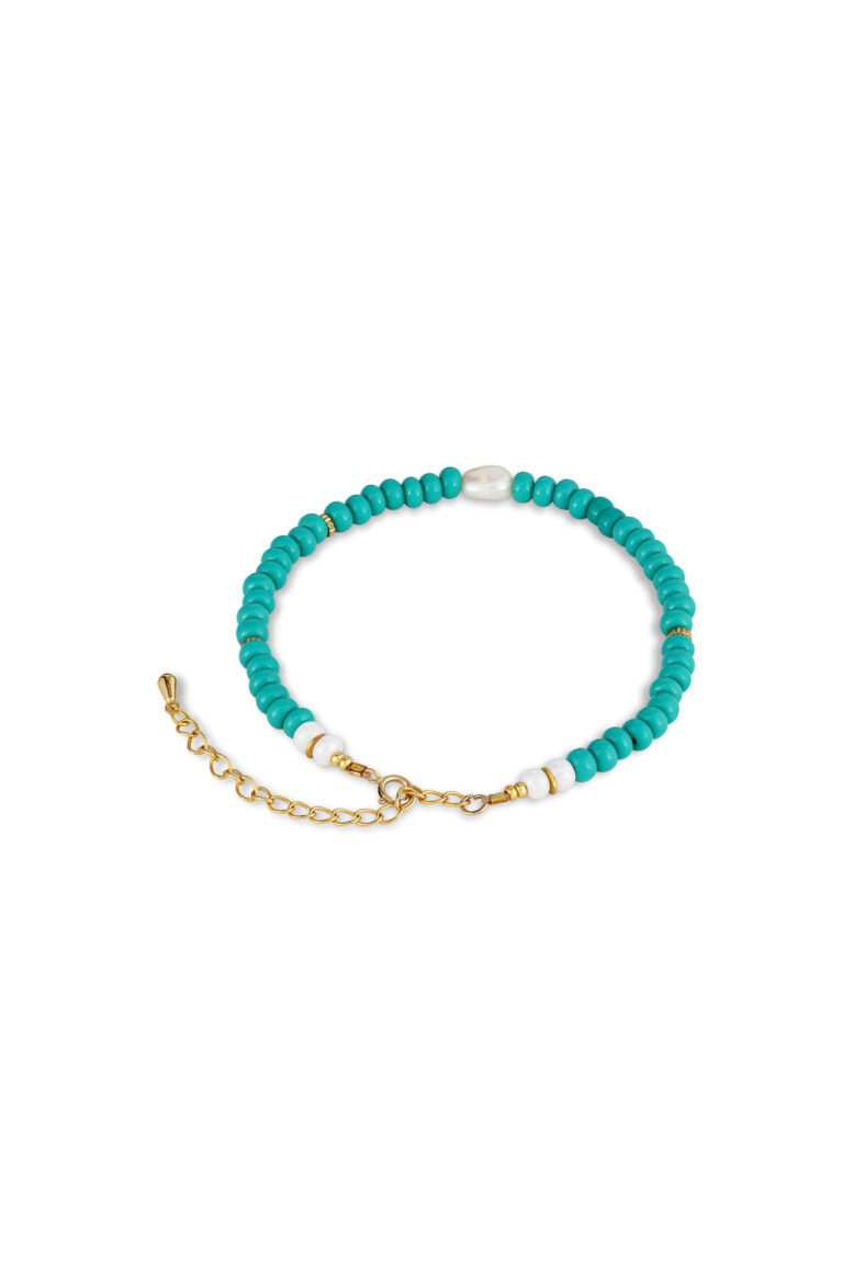 Party Wave Teal Bead Bracelet on white background