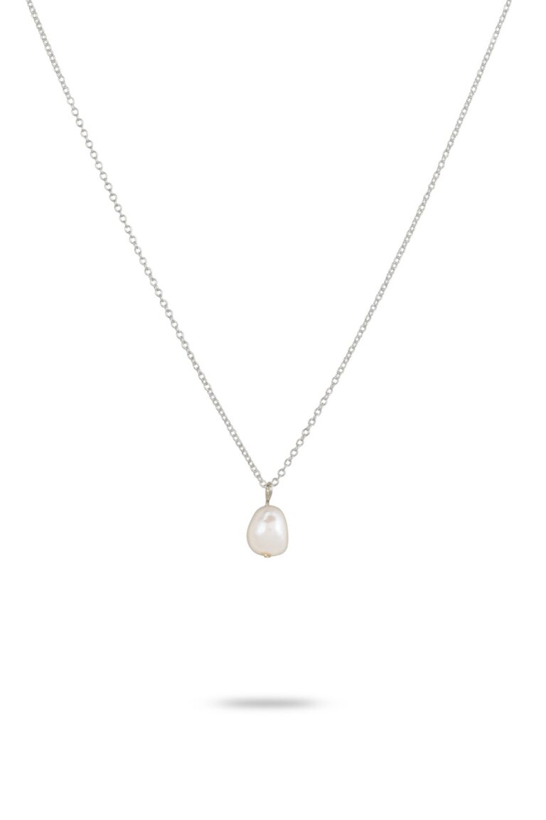 Silver Pearl Necklace on a white background
