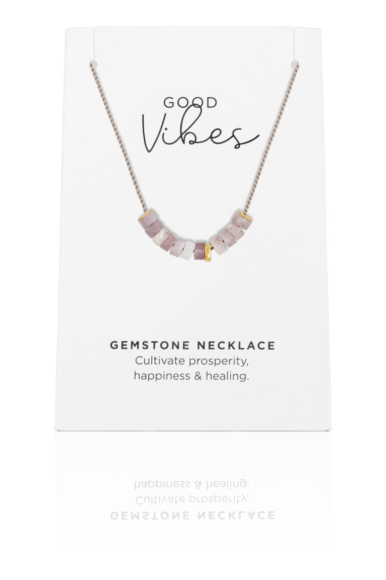 Calming Vibes Lilac Jasper Necklace on card backing