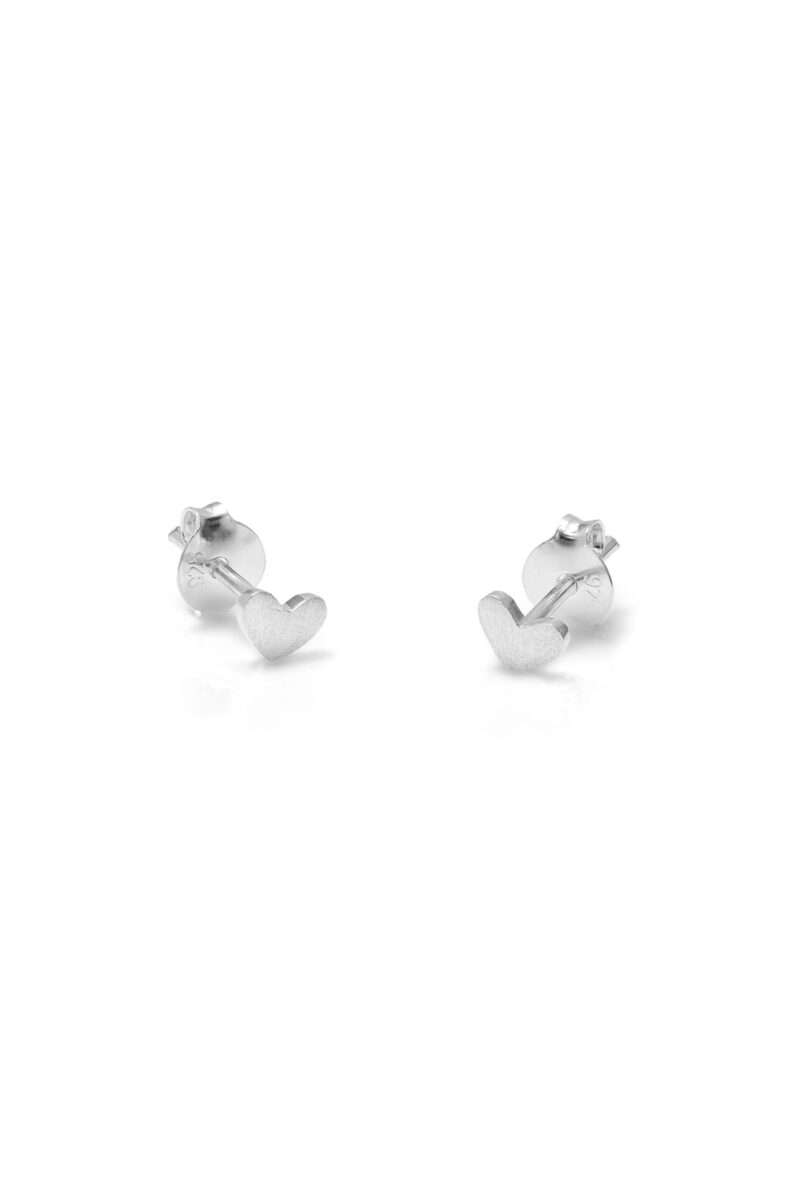 2541 Silver Brushed Heart Studs Product 1