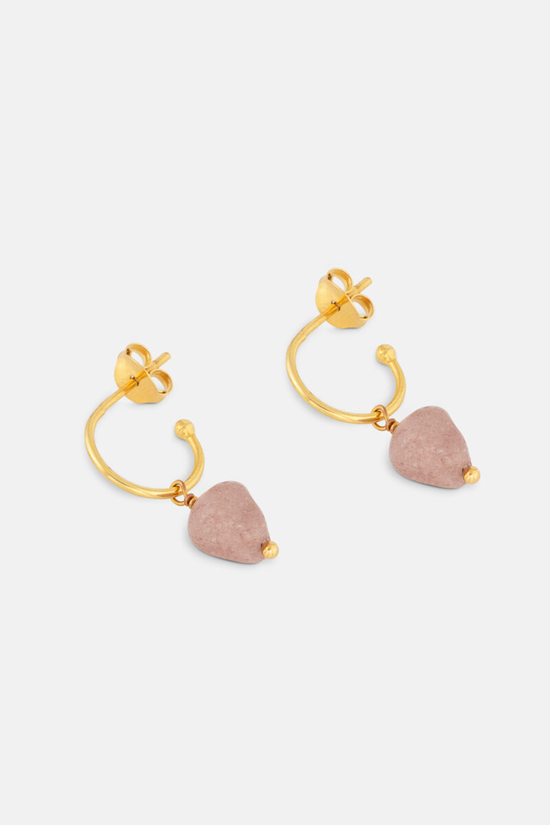 2796 Strawberry Quartz Gold Hoop Earrings Product Websize 1