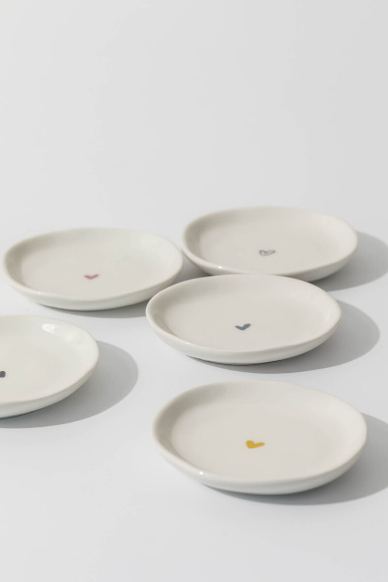One-and-Eight-AW25-2759 2761 2760 2753 Pink Heart Trinket Dish Open Heart Trinket Dish Grey Heart Trinket Dish Yellow Heart Trinket Dish Black Heart Trinket Dish Lifestyle Web Size 2