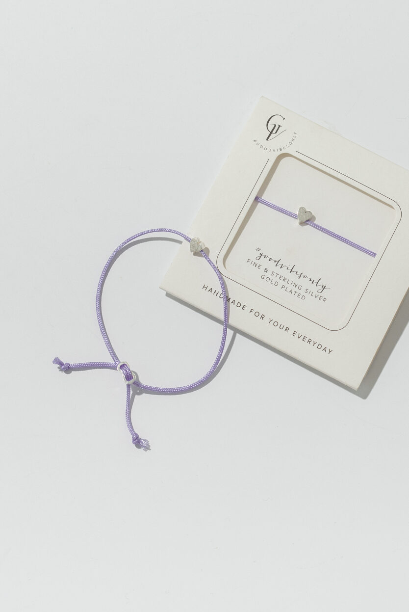 2852 GV Violet Cord Bracelet - Silver Heart Lifestyle Web Size 2