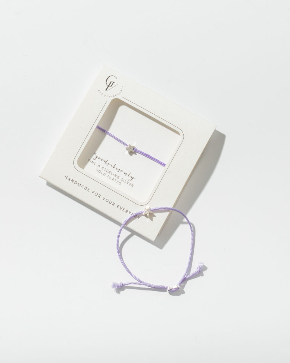 2855 Violet Cord with Silver Star Bracelet Lifestyle Web Size 1