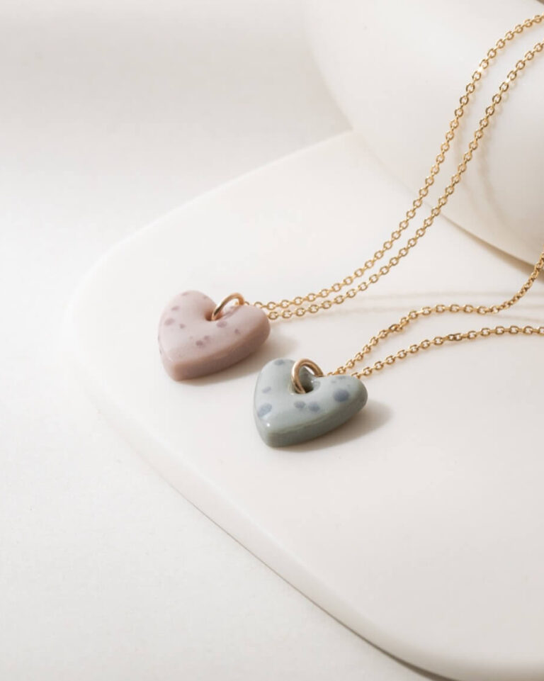 One-and-Eight-SS26-lifestyle-images-2885 2886 Porcelain Blush Heart Necklace Porcelain Clay Heart Necklace 2