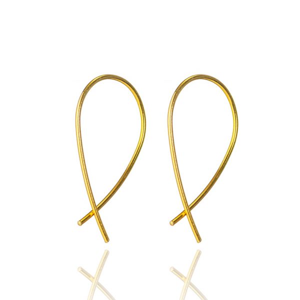 Mini Crossover Gold Earrings on a white background
