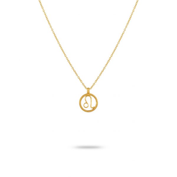 2456 Gold Zodiac Necklace - Leo 1-OneAndEight