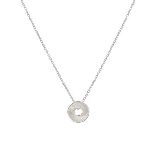 Silver Disc Sorrel Necklace on white background