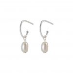 Silver Pearl Drop Earrings on a white background