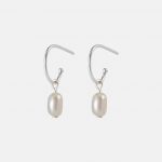 2507 Silver Pearl Hoop Studs 1