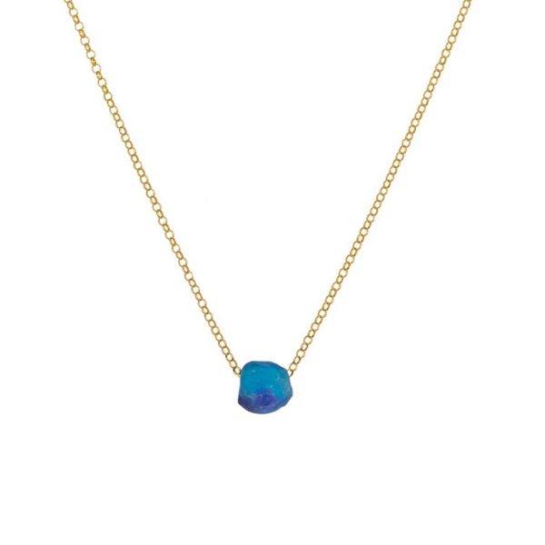 2524 Marine Recycled Glass Gold Necklace 1-OneAndEight