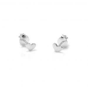 2541 Silver Brushed Heart Studs Product 1