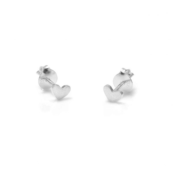 2541 Silver Brushed Heart Studs Product 1