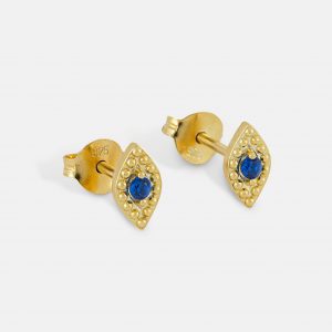 2580 Gold Sapphire Evil Eye Studs Product 1