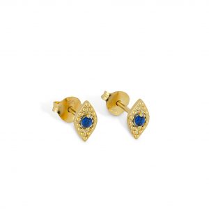 2580 Gold Sapphire Evil Eye Studs Product 3