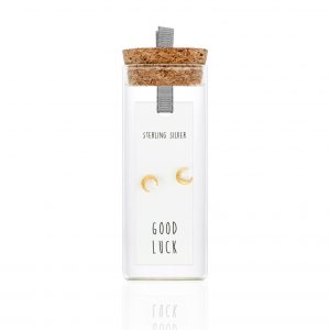 2588 Gold Tiny Crescent Studs Good Luck Product Bottle