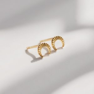 2601 Gold Tiny Crescent Studs Lifestyle Websize 1