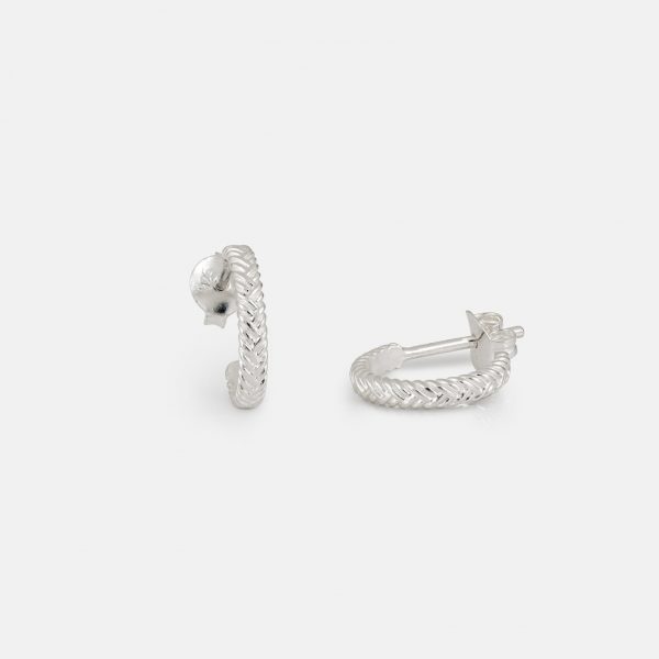 2617 Silver Plait Hoop Studs Product 1