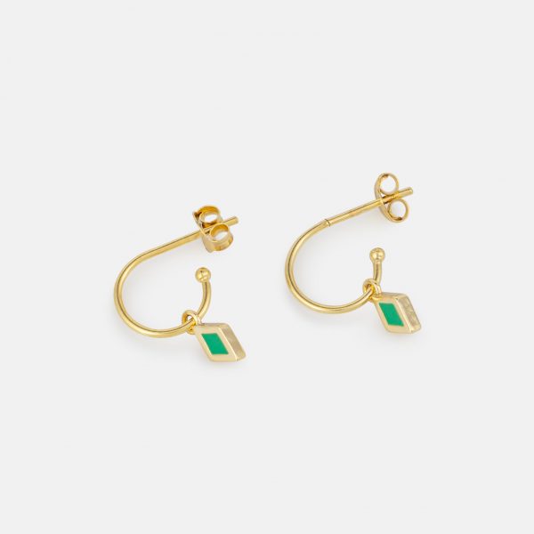 2634 Bright Green Diamond Enamel Earrings Product 1