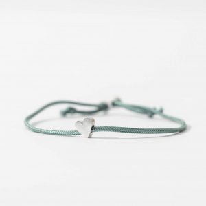 One-and-Eight-AW25-GV Silver Heart on Sage Cord Bracelet Lifestyle Web Size 2
