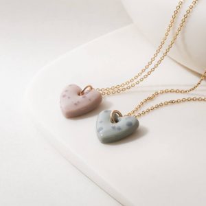 One-and-Eight-SS26-lifestyle-images-2885 2886 Porcelain Blush Heart Necklace Porcelain Clay Heart Necklace 2